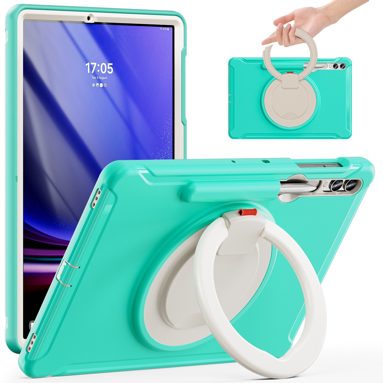 For Samsung Galaxy Tab S7 T970 Tab S7 FE T730 Tab S8 X800 Tab S9 X810 Case PC TPU Rotating Kickstand Tablet Cover with Pen Holder For Samsung Galaxy Tab S7 T970 Tab S7 FE T730 Tab S8 X800 Tab S9 X810 Case PC TPU Rotating Kickstand Tablet Cover with Pen Holder